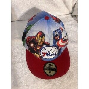 New Era 59FIFTY Philadelphia 76ers Marvel Comics Captain America Iron Man Hat -8